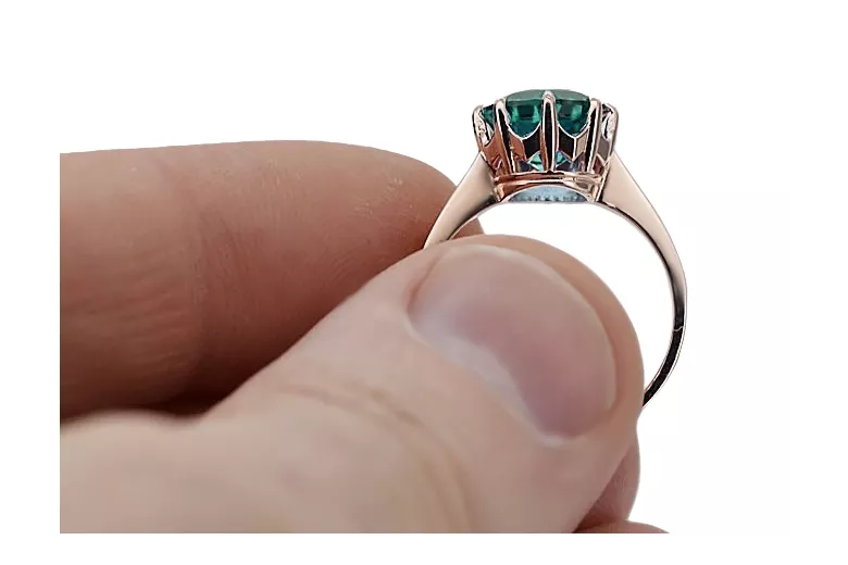 Klasikinis žiedas "Vintage Emerald" originalus 14k rožinio aukso vynas "vrc157r